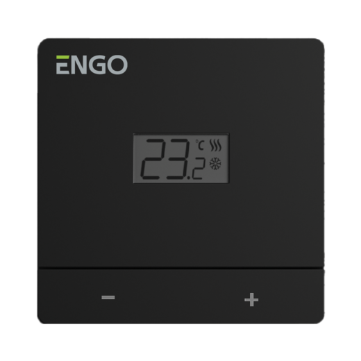 ENGO EASY laidinis, virštinkinis temperatūros reguliatorius, 230V, juodas