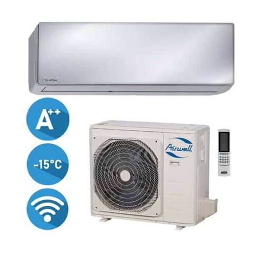 Airwell HARMONIA Mirror HDMB-025N-09M22-MR/YDAB-025H-09M22 efektyvus šildymas iki -15°C